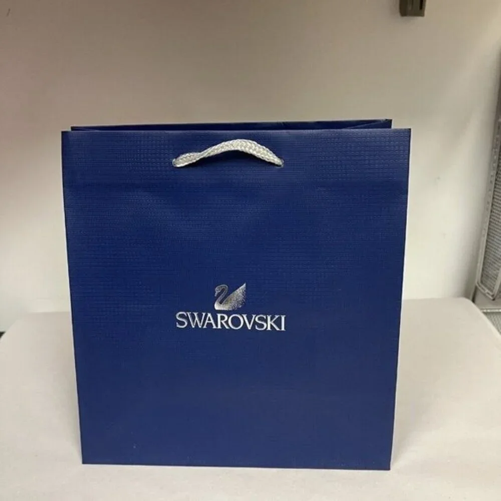 Authentic Swarovski Empty Shopping Paper Gift Bags 9.5 X 9 X 4.5” Set Of 2